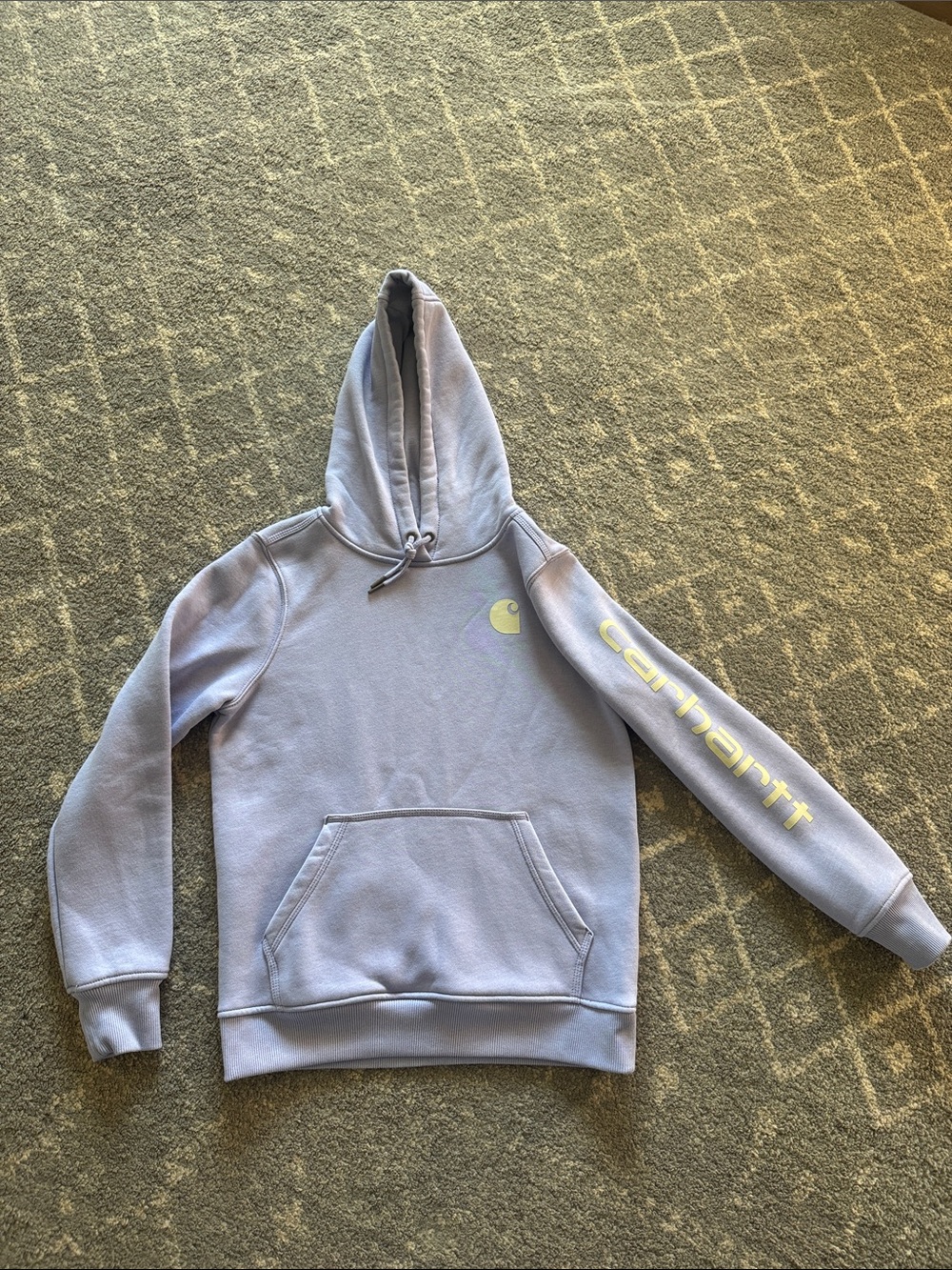 Carhartt Women's Lavender Pull-Over Hoodie with Logo Sleeve